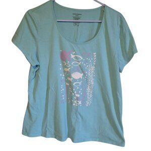 Aqua Blue Basic T-Shirt with underwater graphic